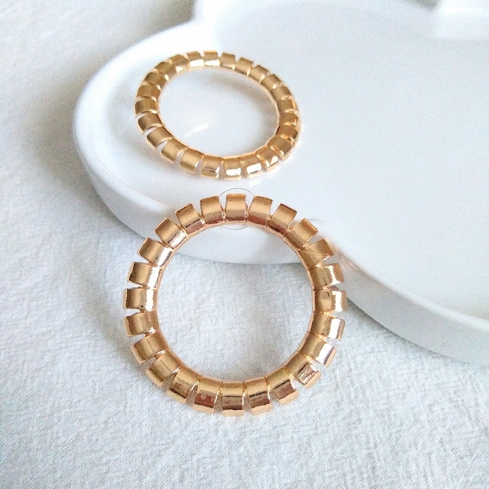 Round Gold Plated Big Stud Earrings